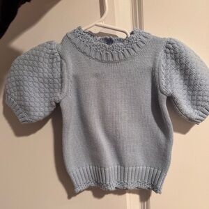 Janie and Jack Baby Light Blue Puff Sleeve Sweater